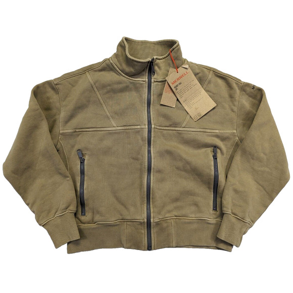 Merrell Scout Zip Up Sweater Women Size XS Beige Relaxed Crop Fit Long Sleeve - Picture 1 of 7